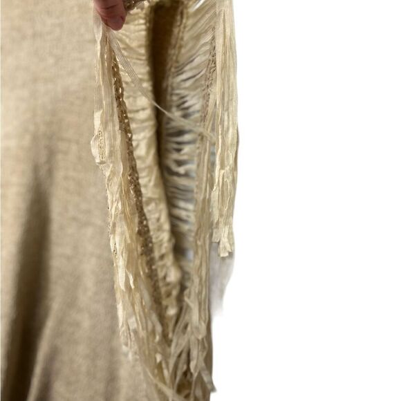 CHICO'S Tarrin Cream/Tan Knit Fringe Poncho Top L/xl - Picture 12 of 16